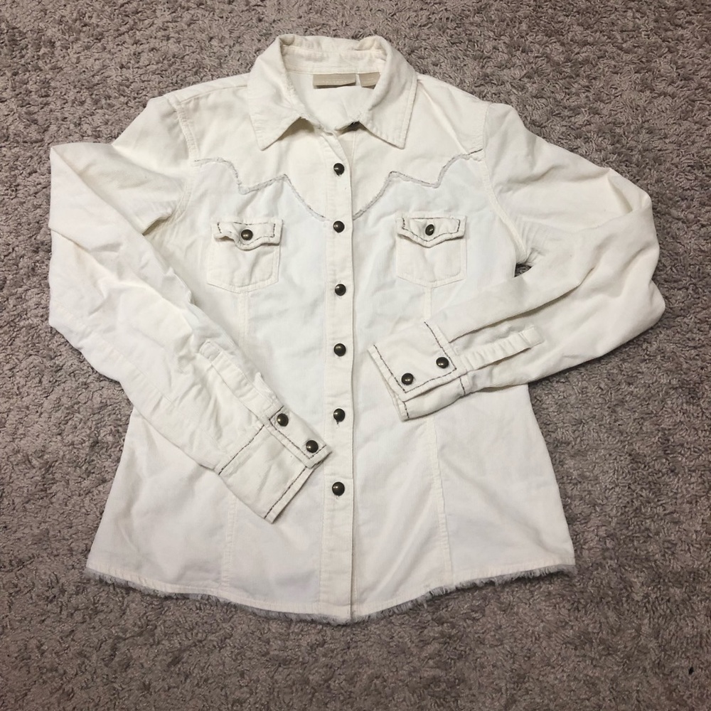 Cream Corduroy button down Western shirt
